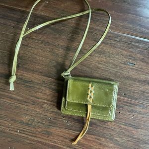 Hobo the Original small green leather crossbody wallet